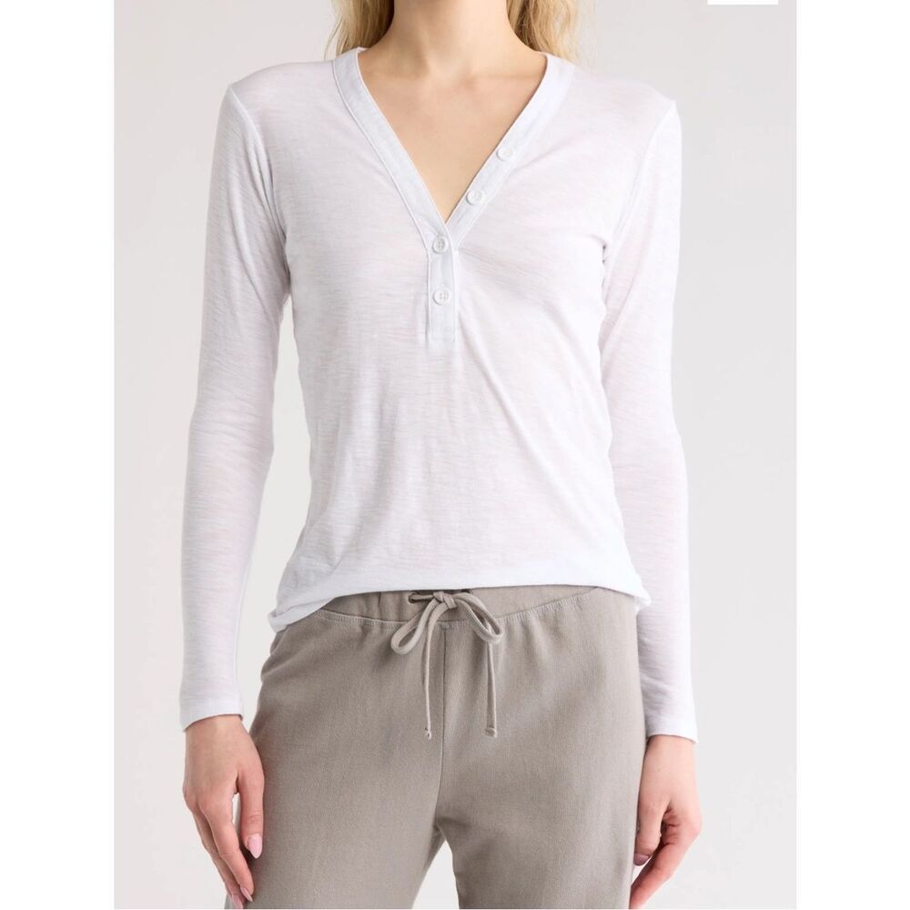 James Perse V-neck with buttons Slub cotton Long sleeve NWT size 4/XL